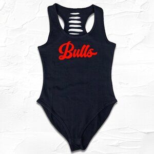 Black Red Handmade Chicago Bodysuit, Comfort CHI-Town Shirts for women, Illinois